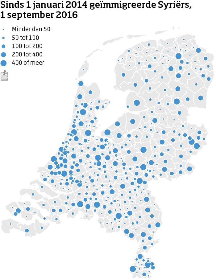 kaart Syrische immigranten in Nederland