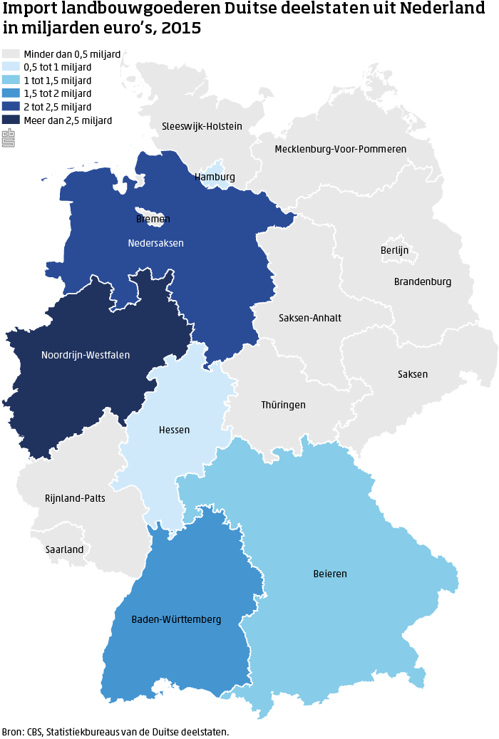 kaart import Duitse deelstaten uit Nederland