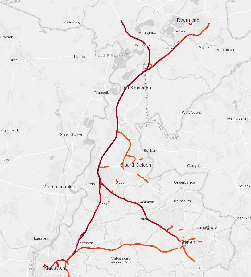 kaart wegen Limburg
