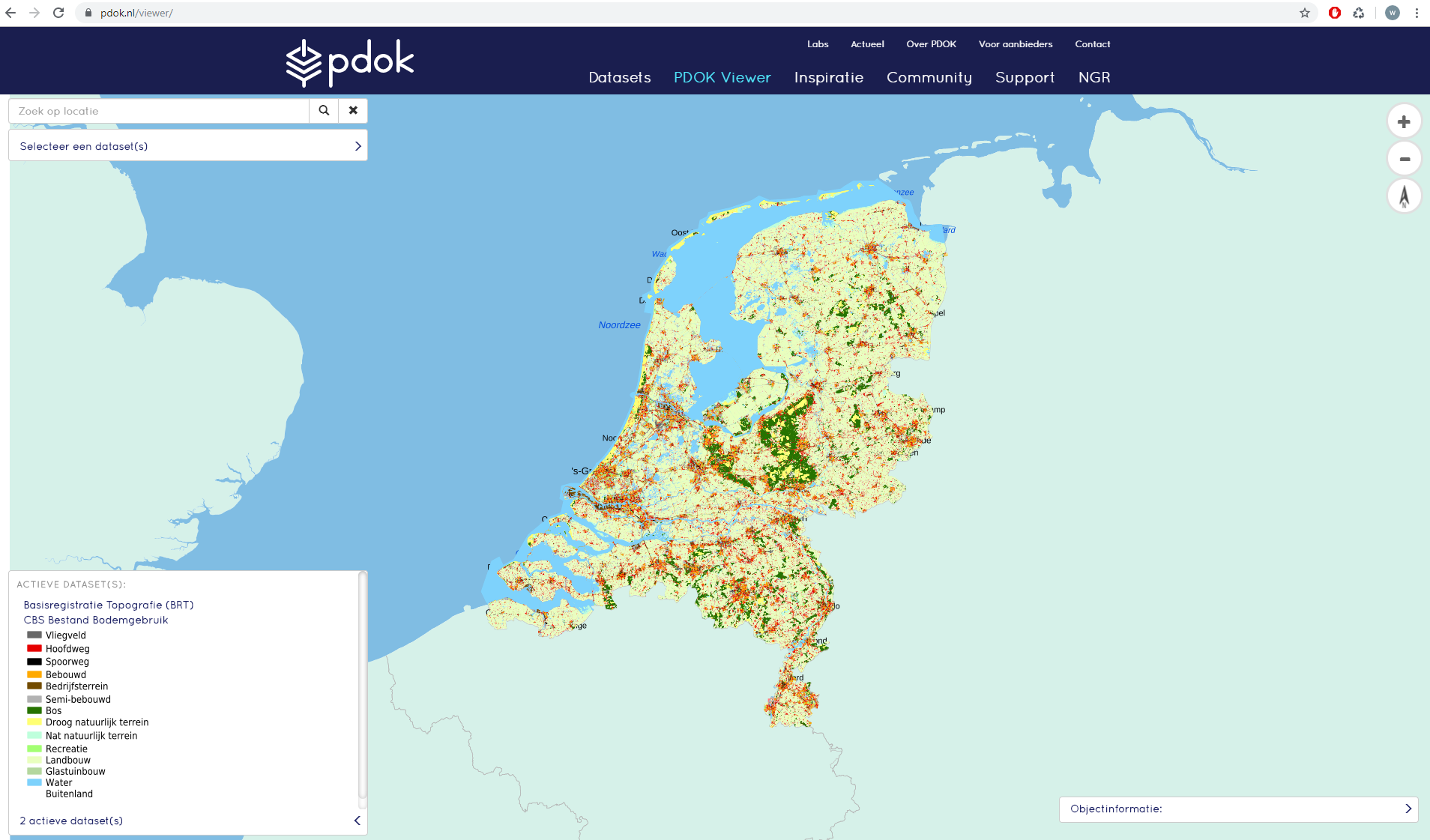 Plaatje van nederland in het programma pdok punt nl