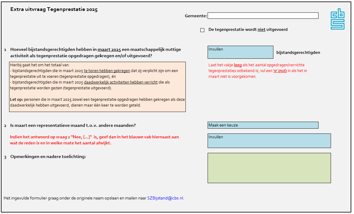 Screenshot Enquete tegenprestatie 2025