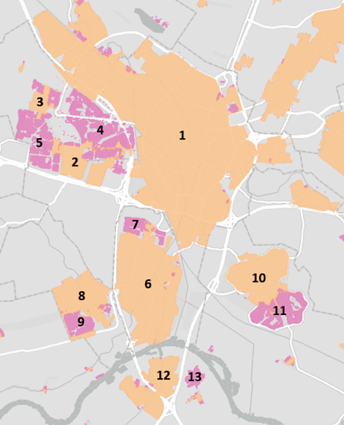 Kaart Utrecht met cijfers