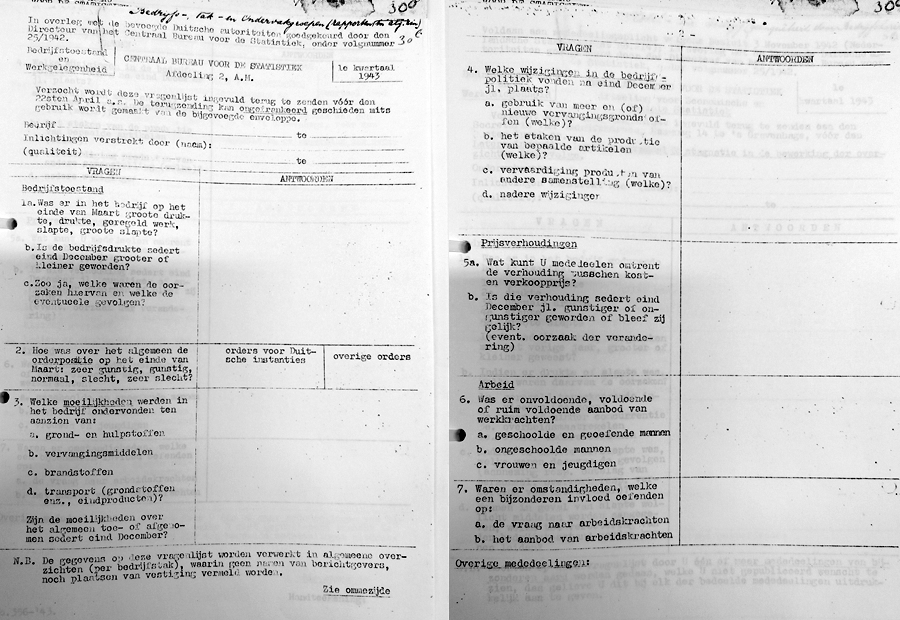 Proefenquête, 1943. Bron: Nationaal Archief.