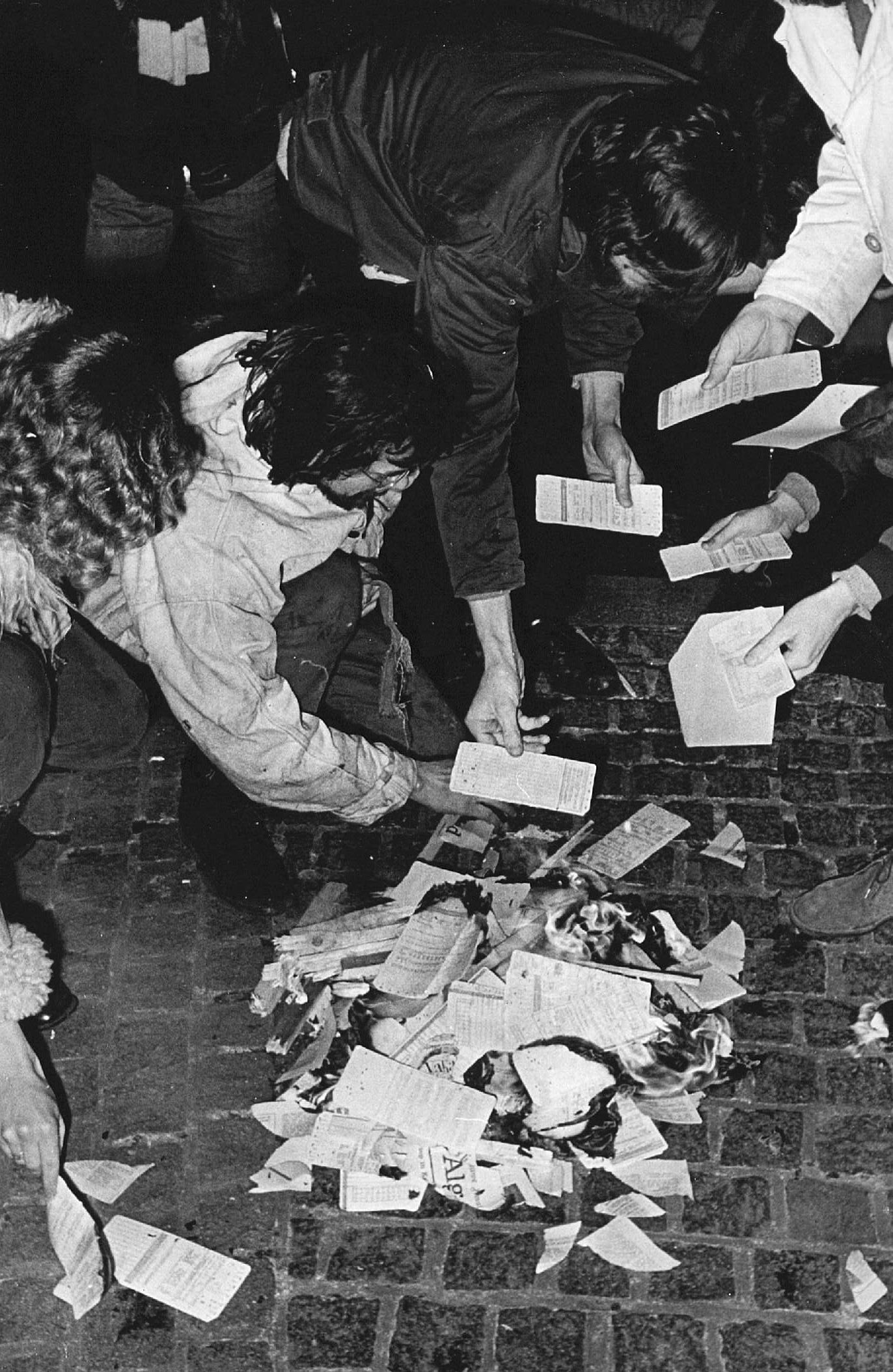 Census forms burned in the street