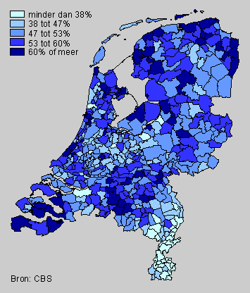 Ontwikkeling woningwaarde per gemeente, 2004-2005