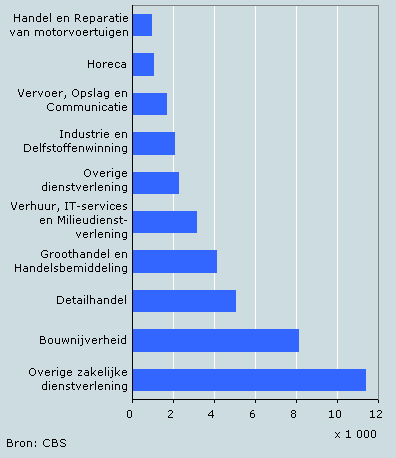 Oprichtingen per bedrijfstak, 2005