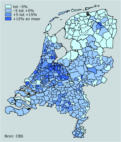 Afwijking gemiddeld inkomensniveau per gemeente, 2004 
