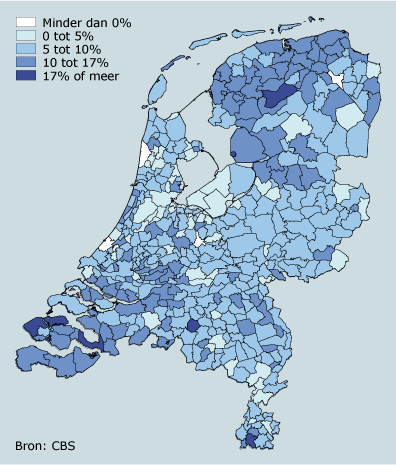 Ontwikkeling woningwaarde per gemeente, 2006-2007