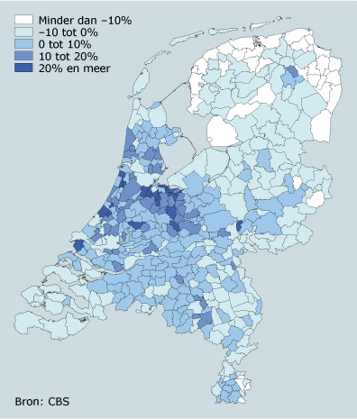 Gemiddeld inkomen per gemeente, naar afwijking van het landelijke gemiddelde, 2005 