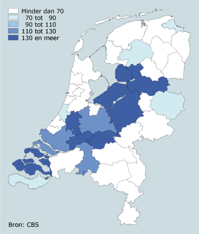 Aandeel gezinnen met 8 of meer kinderen, 2007