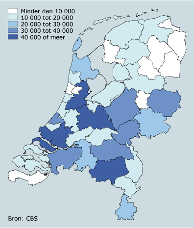 Geografische vestiging van bedrijven in Nederland, 1 januari 2008
