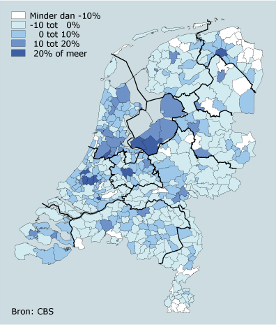 Bevolkingsgroei per gemeente, 2007-2025