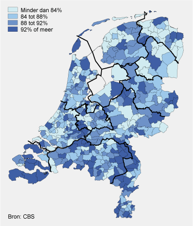 Slagingspercentages havo naar woongemeente, 2008/’09*
