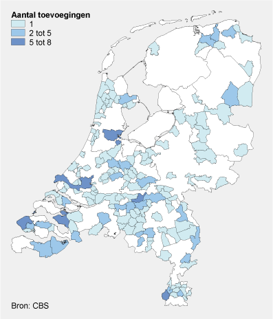Gemeenten in 2011 waar sinds 1900 gemeenten aan zijn toegevoegd