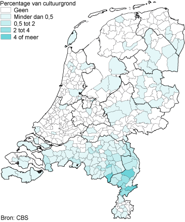 Areaal asperges per gemeente, 2011