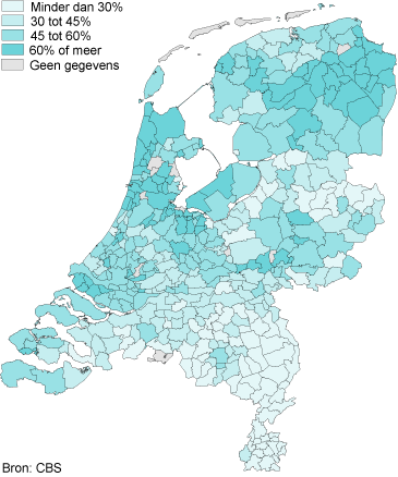Onkerkelijkheid per gemeente, 2010/2013