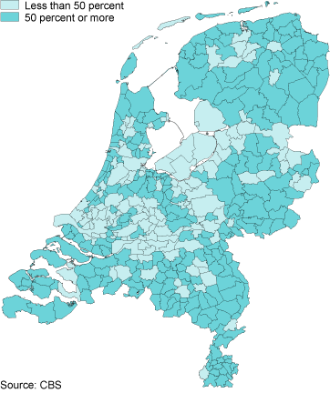 Share of over-50s in Dutch adult population, 1 January 2014