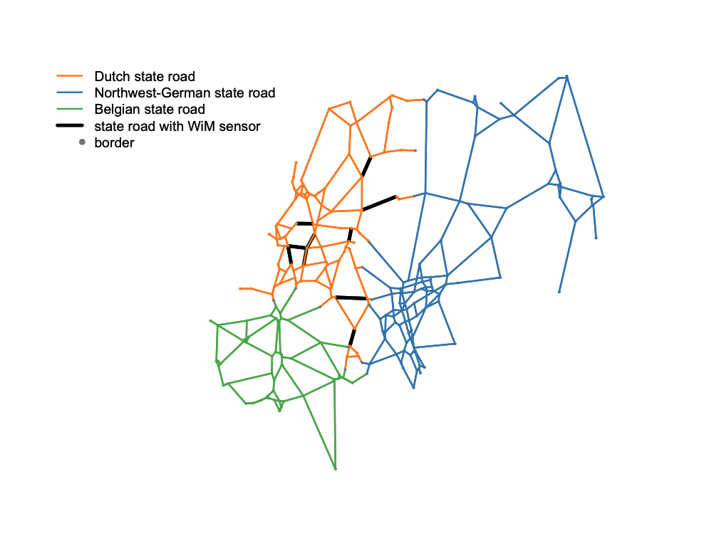 Het transportnetwerk in geografische lay-out